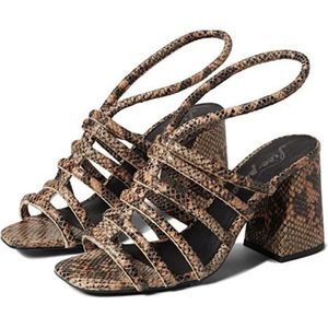 FREE PEOPLE Colette Cinched Heel Sandals in Python, Size 37